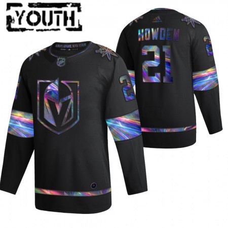 Vegas Golden Knights Brett Howden 21 2021-22 Iriserend holografisch Zwart Authentic Shirt - Kinderen